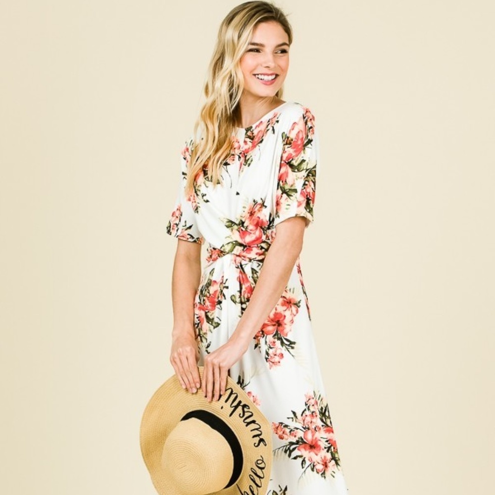 Floral Short Sleeve Maxi Dress